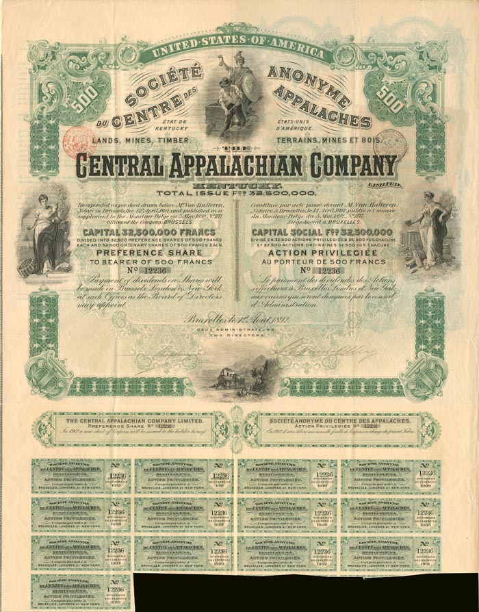 Central Appalachian Co. - Stock Certificate